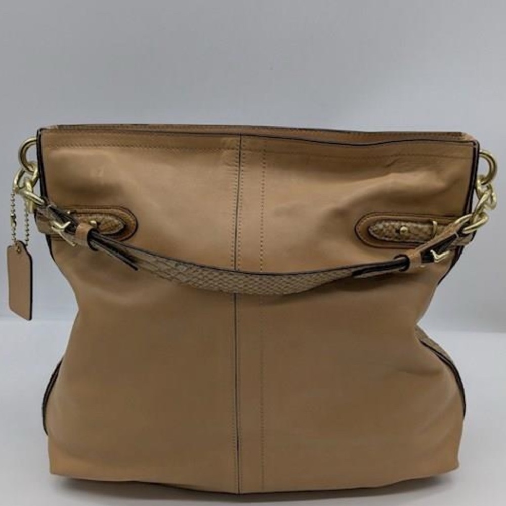 Coach Collette Hobo Bag  Tan Color Snake Leather Trimming  Gold Hardware EUC - Picture 8 of 8